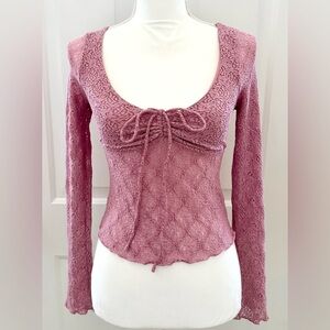 Urban Outfitters Olivia Dusty Rose Pink Lace Kimchi Blue Long Sleeve Top